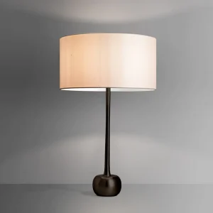 Modern Bronze Base Linen Shade Table Lamp LED Desk Lamp for Living Room Bedroom Home Office