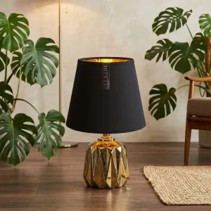 Modern Ceramic Desk Fabric Lamp Living Room Household Decorative Table Lamp Vintage Gold Reading Table Lamps