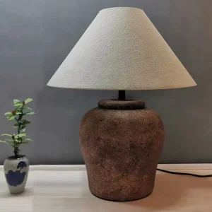 Modern Ceramic Table Lamp Retro Style Lampshade Suitable for Living Room Bedroom Dining Table Large Table Lamp