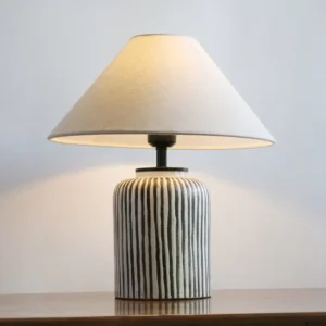 Modern Ceramic Table Lamps Farmhouse Bedside Night Stands Lamp Black White Boho Nightstand Lamps Desk Lamp for End Table