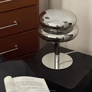 Modern Chrome Ball Lampshade LED Table Lamp with Electric Minimalist Design for Bedroom Use