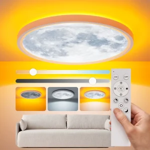 Modern Circular White Surface Mounted Ultra-Thin LED Ceiling Light with Remote Control for Bedroom Living Room Home Office