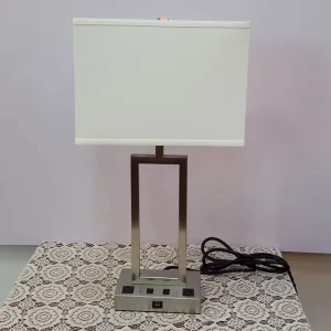 Modern Classic LED Desk Lamp with USB Ports and Brushed Nickel Finish Drum Shade for Hotel and Bedroom Use 3 Year Warranty