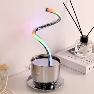 Modern Contemporary Aluminum RGB LED Table Lamp with Coffee Cup Shade Remote Control USB Rechargeable Dimmable