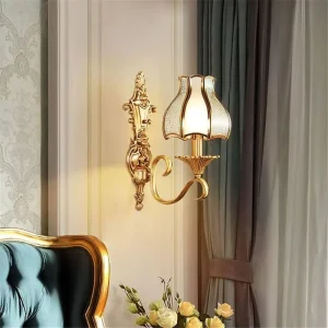 Modern Copper Body LED Wall Lamp with Touch Control Warm White Light for Home Living Room