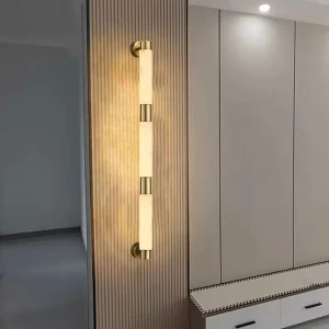 Modern Copper Marble LED Dimmable Home Wall Lamp for Luxury Villa Living Room Lighting Fixtures