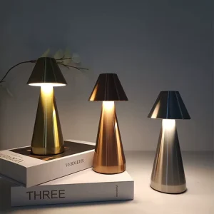 Modern Cordless LED Table Lamp Metal Design with Touch Control and Rechargeable Battery Power Supply