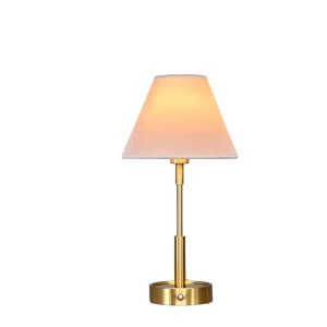 Modern Cordless LED Table Lamp with Fabric Round Shade Touch Dimmer Rechargeable for Indoor Restaurants Bars Wedding Decor