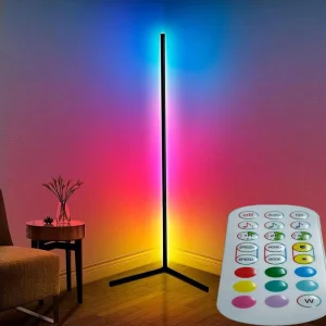 Modern Corner Led Light Stock Floor Lamp Smart RGB Floor Lamp With Remote 16 Million Colors Music Sync for Living Room