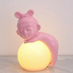 Modern Creative Bow Girl Shape Resin Table Lamps ABS Sculptures for Kidroom Bedroom Hotel Home Decorative Table Decoration