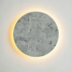 Modern Creative Gray Circular Stone Wall Lamp for Apartment Wabi Sabi Style for Living Room Villas LED Sconce Light
