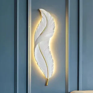 Modern Creative Hotel Feather LED Wall Lights Resin Art Corridor Bedside Living Room Decorative Indoor Wall Lamp