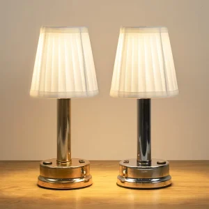 Modern Creative LED Rechargeable Desk Lamp Pleated Fabric and Metal Desk Lamp High-end Decorative and Personalized Table Lamp