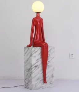 Modern Creative Outdoor Hotel Living Room Nordic Corner Light Red Lady Statue Floor Lamps