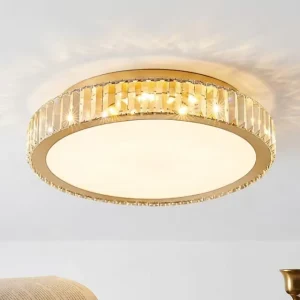 Modern Crystal Flush Mount Surface Mounted LED Ceiling Light with Multi-Color Temperature for Living Room Office