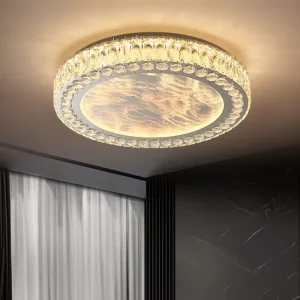 Modern Crystal LED Ceiling Light Luxury Stainless Steel Flush Mount Lamp 220V Dimmable Light for Living Room Bedroom