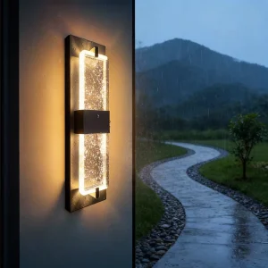Modern Crystal LED Wall Light 20W 800LM High Lumen Aluminum Steel IP65 Wet Location Wall Lamp for Garden Balcony Villa