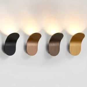 Modern Curved Leaf Shape LED Wall Sconce 4 Color Aluminum up Down Wall Lamp Bedroom Corridor Hotel Decor Wall Light