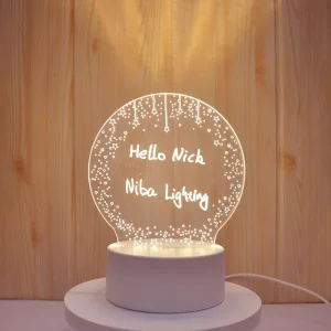 Modern Cute 3D Illusion DIY Erasable Blank Plastic LED Night Light