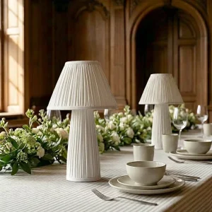 Modern Damier Pattern Iron Cordless Table Lamp Touch Control White Drum Shade Base Home Reading Wedding Battery Powered 2700K