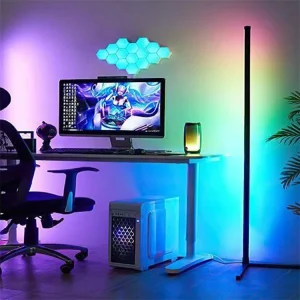Modern Decoration Smart Corner Light Remote Controlled Tuya Support Google Alexa RGB LED Corner Floor Lamp for Living Room