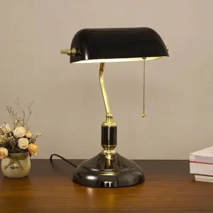 Modern Decorative Banker Table Lamp Classic Antique Green LED Glass Desk Lamp AC Power Supply for Living Smart Home