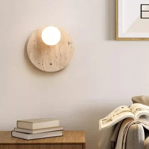 Modern Design Aisle Corridor Natural Stone Wall Sconce Lamp LED Indoor Home Hotel Room Bedside Light with Glass Shade Fixture