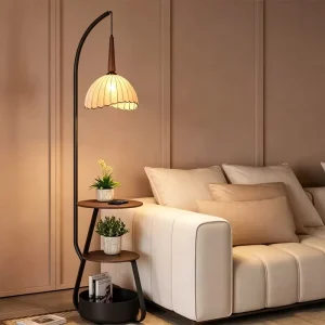 Modern Design with Table Practical Light Luxury Retro Lantern LED Floor Lamp Standing Living Room Study Bedroom