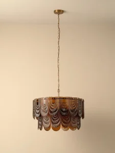Modern Designer Smoked Amber Glass Chandelier Ceiling Lights