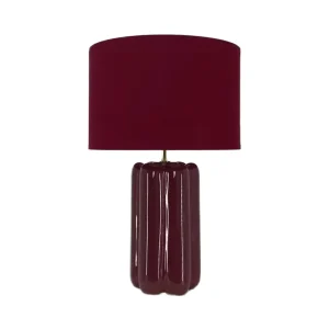 Modern E27 Table Lamp with Red Drum Shade and Green Ceramic Base Simple Electric Supply for Hotel Living Room & Reading Use