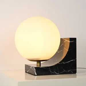 Modern Electric Bedroom Night Light Marble Glass Ball Table Bedside Lamp