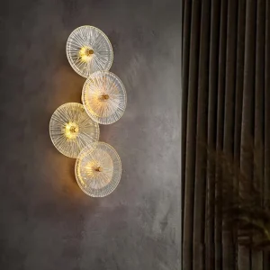 Modern Elegant Round Glass Acrylic Wall Lamp for Hotel Bedroom Bedside Indoor Wedding Decoration Sofa Side Wall Lamp