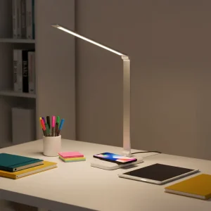 Modern European Square Study Electric LED Desk Lamp Adjustable Simple Flexible QI Wireless Charging Eye caring 5 Brightness