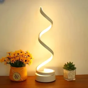 Modern European Style USB Powered Spiral LED Snake Shaped Table Lamp Cross Border Exclusive Minimalist Button Design Iron Body