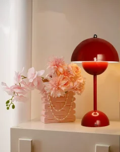 Modern Flexible Mushroom Table Lamp Glossy Dome Shade LED AC for Living Room