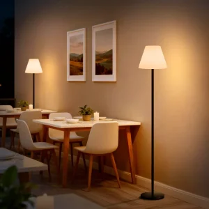 Modern Floor Lamp Simple Design with White Shade Foot Pedal Switch Tall Lamps for Living Room Bedroom Office Dining Room