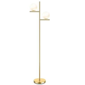 Modern Floor Lamp with Two Round Ball Lamps Hotel Home Living Room Bedroom Study Room Glass Floor Lamps