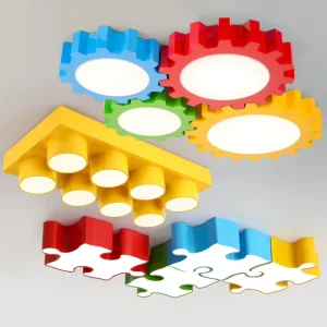 Modern Gear Ceiling Lamp Decor Colorful Ceiling Lighting for Classroom Aisle Kindergarten Children’s Room LED Creative Lights