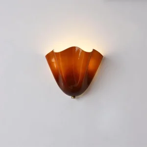 Modern Glass Wall Lamp Brown Sconce Bedside Flower Wall Light for Home Hallway Decor