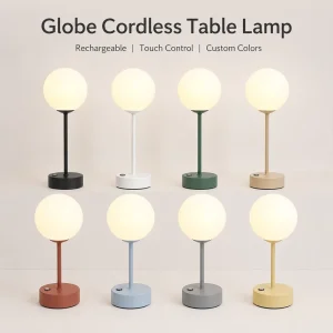 Modern Globe Table Lamp Cordless Rechargeable LED Dimmable Dual Temperature for Bedroom Desk Decor Art Deco Nightstand Metal