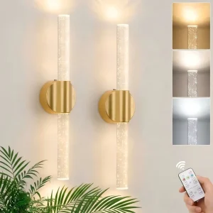 Modern Gold Lamps Home Decor Luxury Rechargeable Magnetic Wall Sconces Remote Touch Control 3CCT Dimmable Crystal Wall Lights