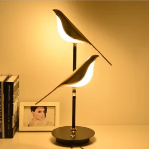 Modern Gold Magpie Flexible LED Minimalist Metal Acrylic Table Floor Lamp Bird Shape Desk Lamp