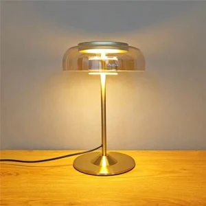 Modern Golden Floor Lamp Mushroom Shaped Glass Bowl Table Light Nordic Living Bedroom Bedside Indoor Decoration Light Fixture