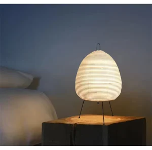 Modern Handmade White Rice Paper LED Table Lamp with Metal Base Portable Eye Caring Floor Paper Lantern for Home Decoration