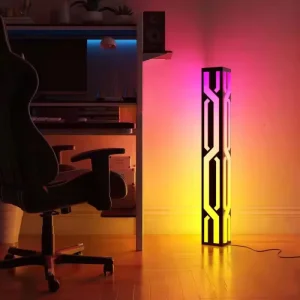 Modern Hollow-Carved RGB Standing Floor Lamp Nordic Luxury LED Atmosphere Light for Indoor Bedroom Study Room