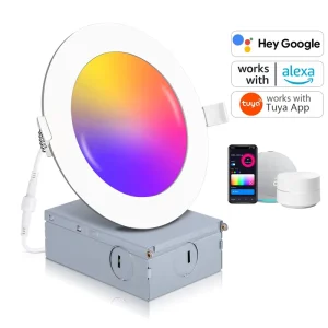 Modern Home Office Square Round Ultra Thin WiFi Recessed Smart LED RGB Down Light Works with Alexa Google Home Tuya App