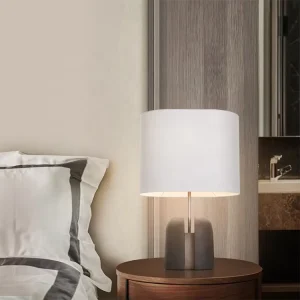 Modern Hotel Table Desk Light Home Living Room Bedside Decor Fabric Shade Resin LED Study Reading Table Lamp