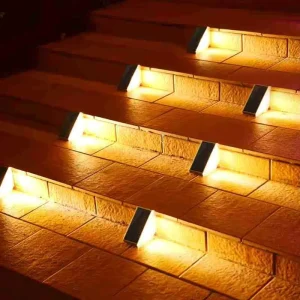 Modern IP65 Waterproof Solar Step Lights Outdoor Stair Lamp LED Garden Pathway Deck Lighting Motion Sensor High Brightness Easy