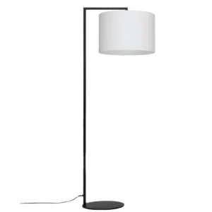 Modern Incandescent Floor Lamp Iron Body Black Fabric Shade E27 Base