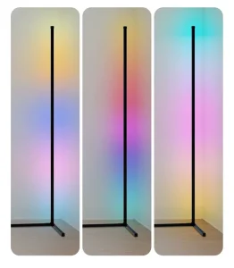 Modern Indoor Home Decor LED RGB Smart Aluminum Corner Floor Lamps Remote Control IP65 Rating Lighting Stand Decorative Lighting